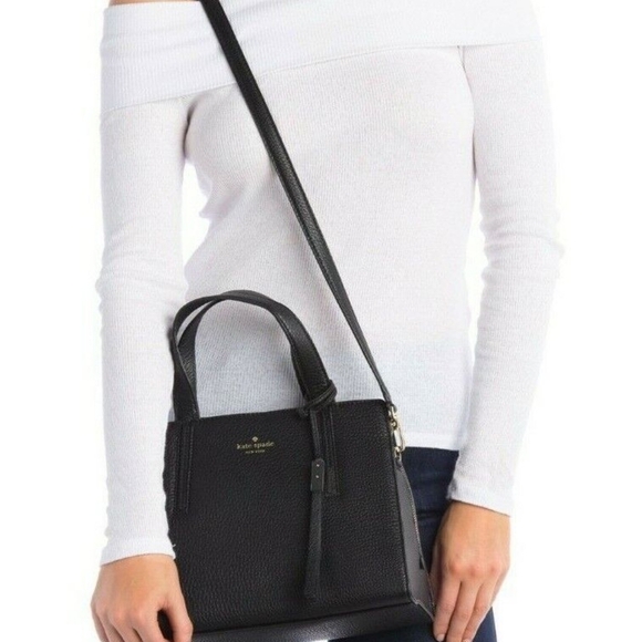 Kate Spade Grey Street Dominque Black Satchel with Gold Accents - Picture 2 of 12